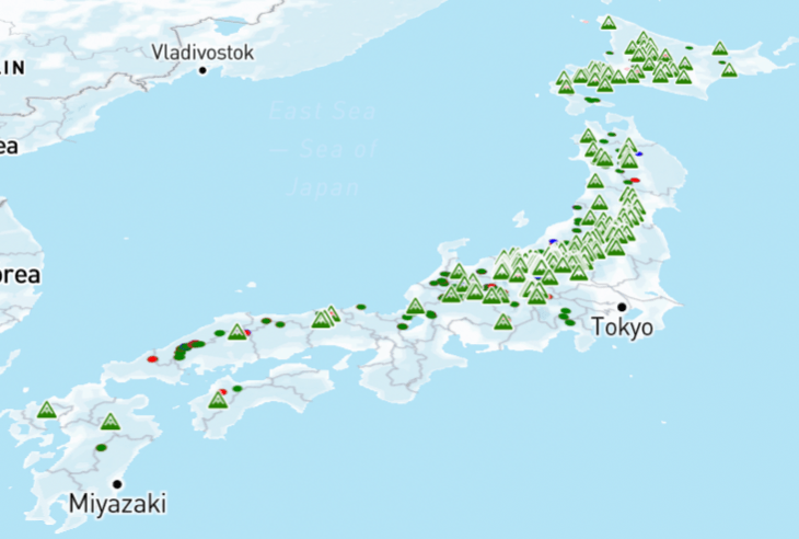 Japan Ski Resorts Map